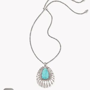 Kendra Scott Yellow Rose Zahara Vintage Silver Large Long Pendant